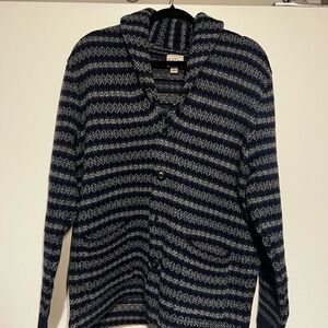 J. Crew Men’s Navy and Cream Lambswool Cardigan